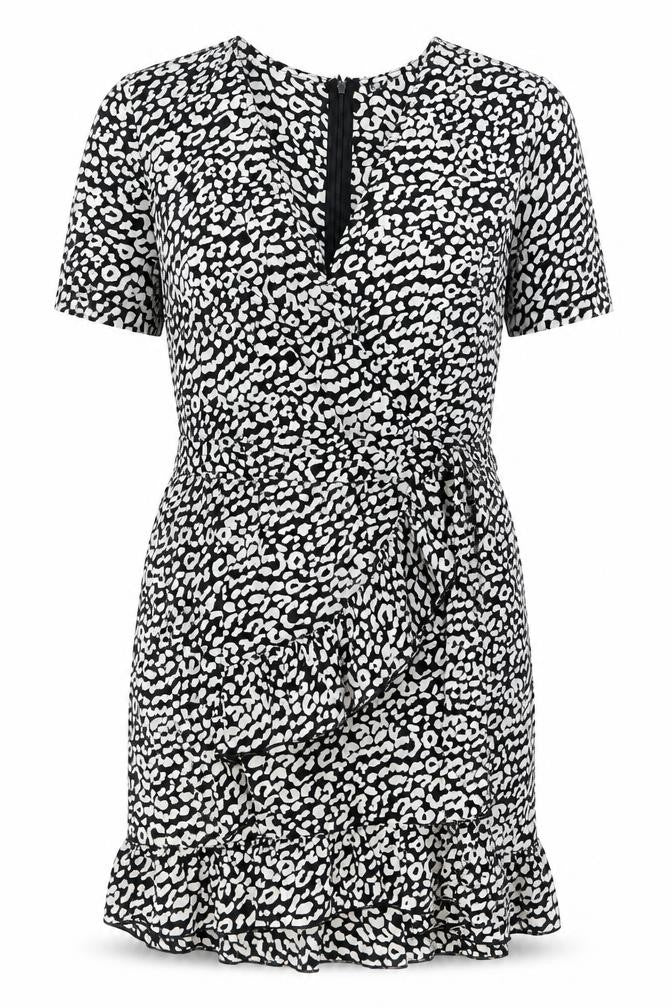 Quiz Womens Black Animal Print Short Bodycon Dress Size 12