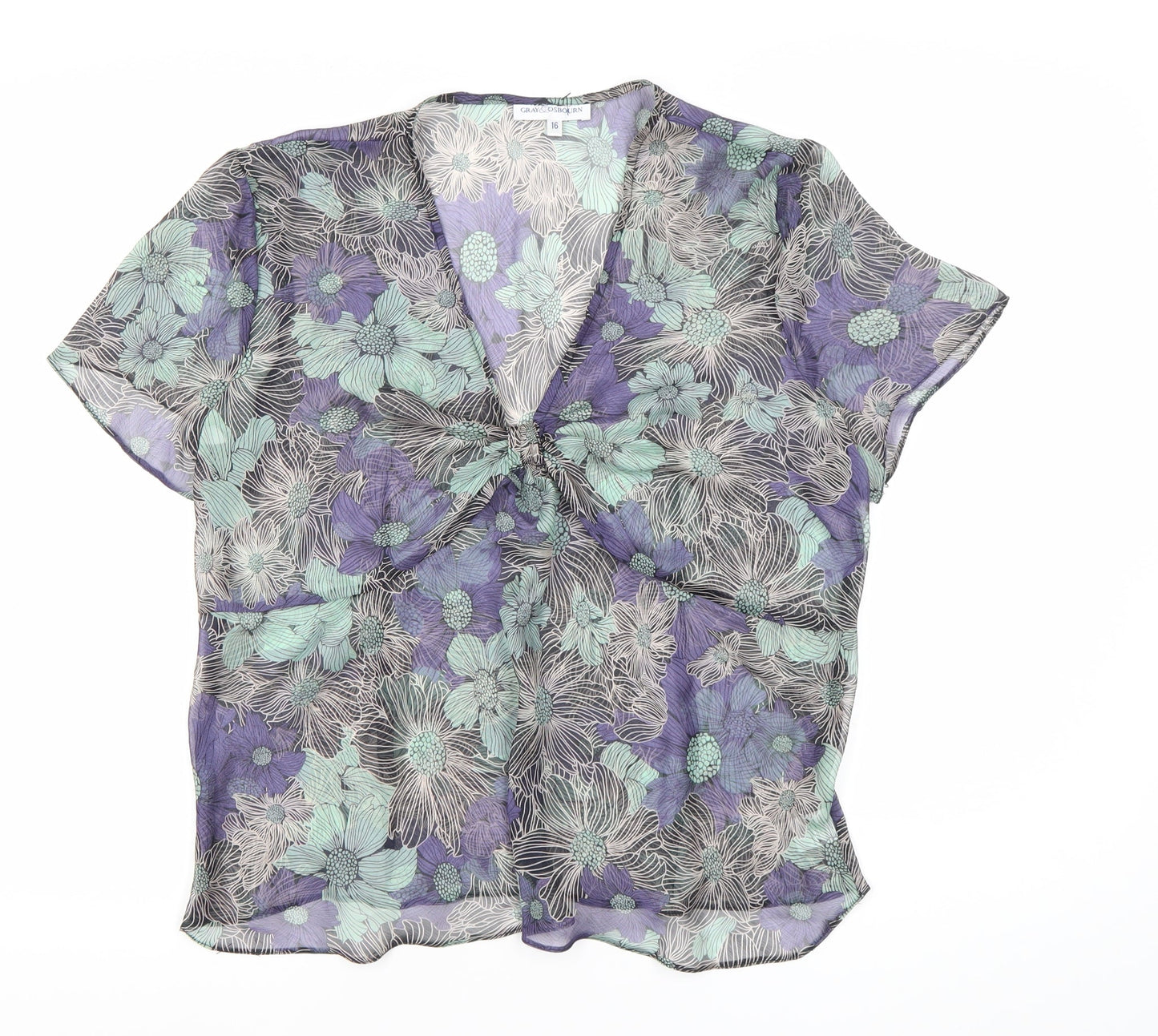 Gray & Osbourn Womens Multicoloured Floral Chiffon Blouse UK 16