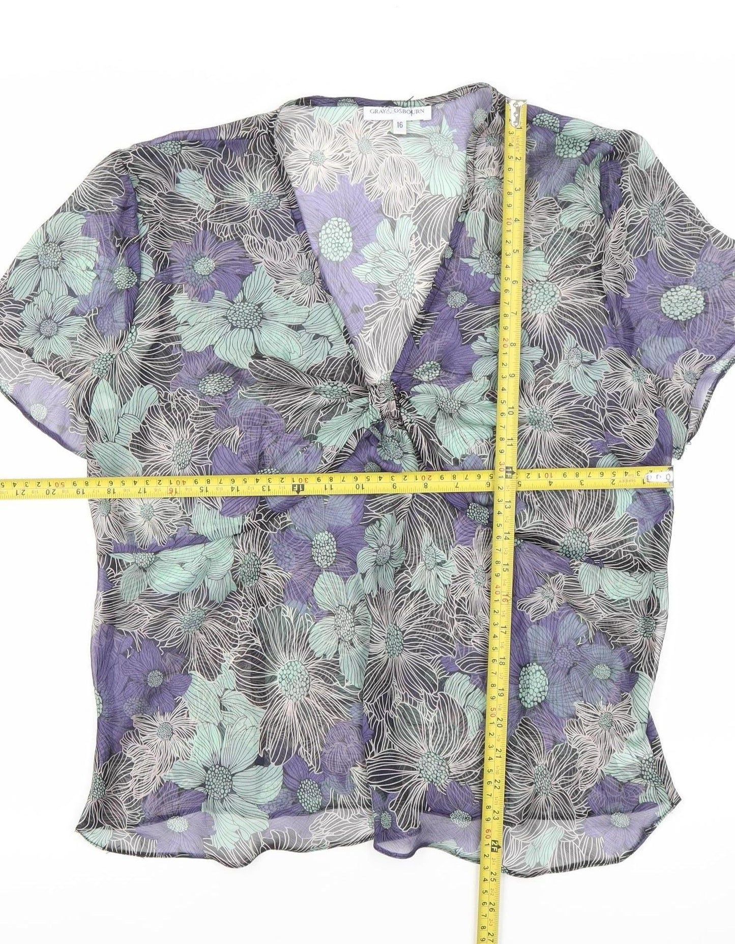 Gray & Osbourn Womens Multicoloured Floral Chiffon Blouse UK 16