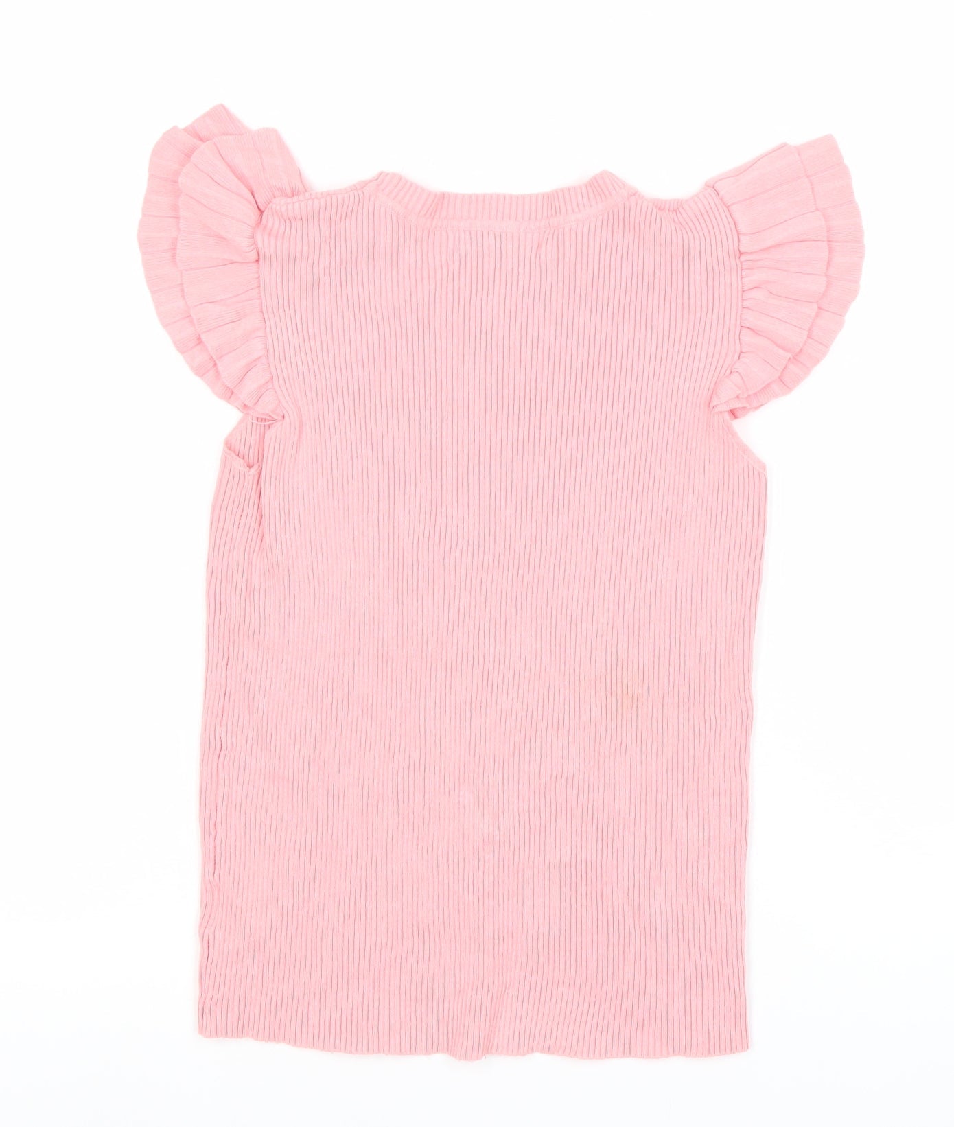By Clara Women’s Pink Ruffle Sleeve Knit T-Shirt M