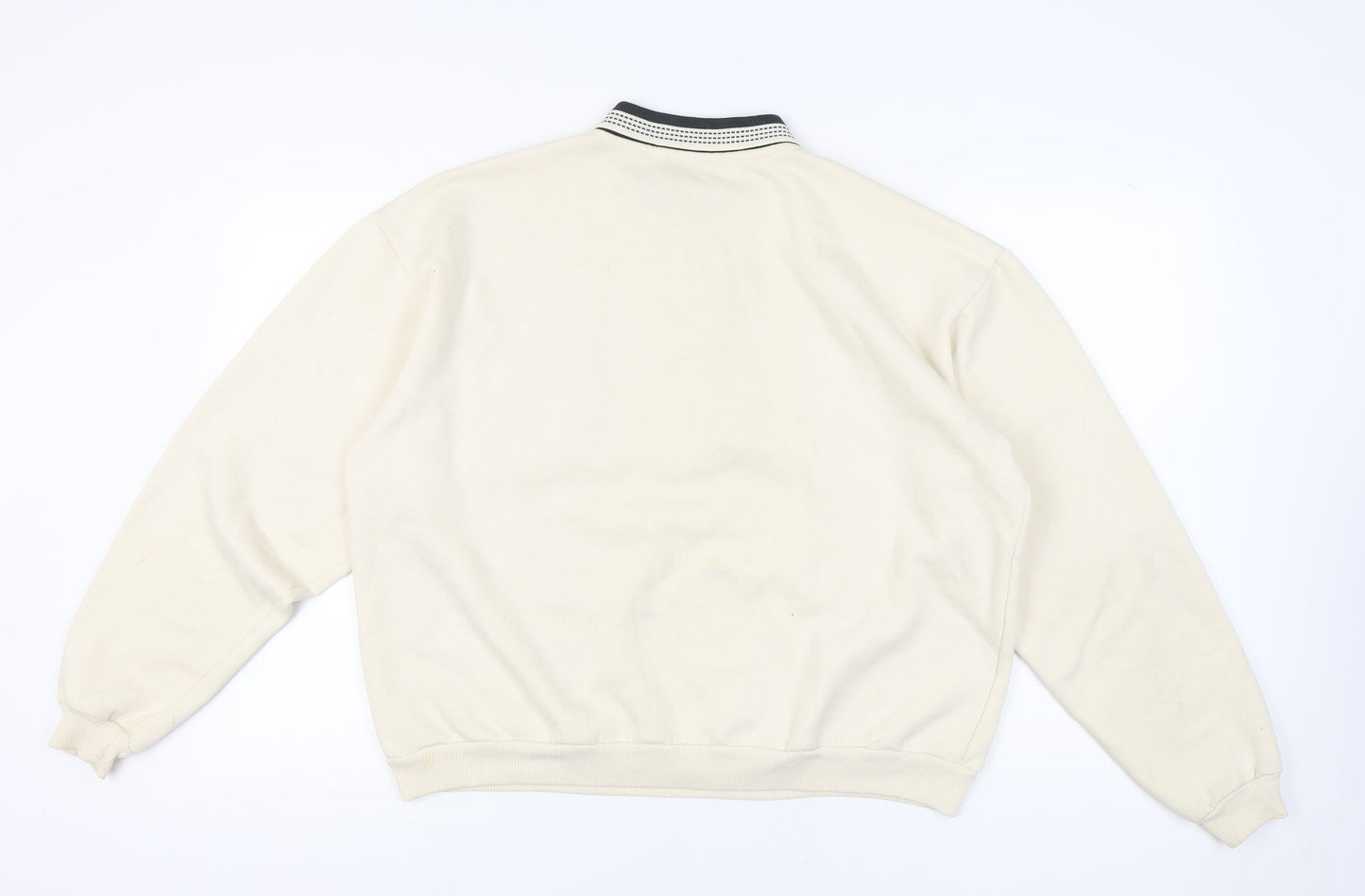 Lupa Men’s Beige XL Collared Henley Sweatshirt Embroidered Pocket