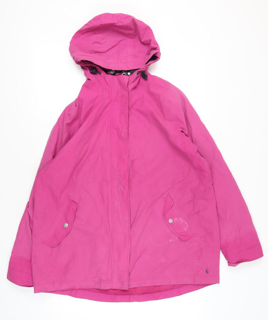 Joules Womens Pink Waterproof Hooded Rain Jacket Coat UK 16