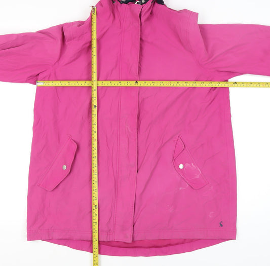 Joules Womens Pink Waterproof Hooded Rain Jacket Coat UK 16