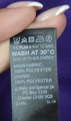 Marks and Spencer Women’s Purple Sheath Dress UK 14 Knee Length Sleeveless