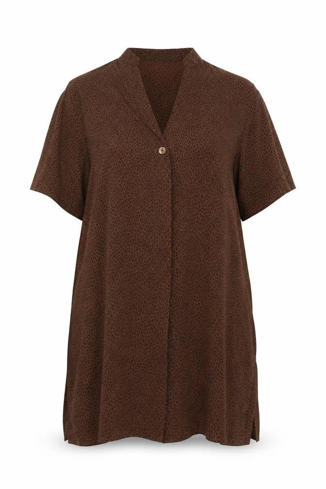 Alexon Women’s Brown Animal Print Blouse Size 14 Short Sleeve
