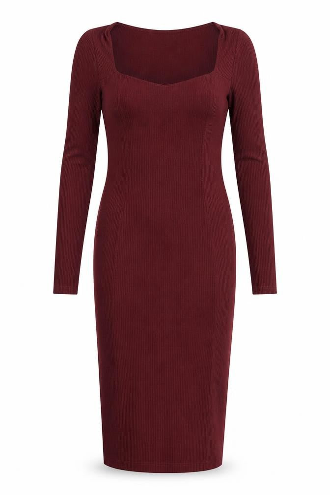 Fourteenth Place Women’s Red Bodycon Midi Dress Size S Long Sleeve