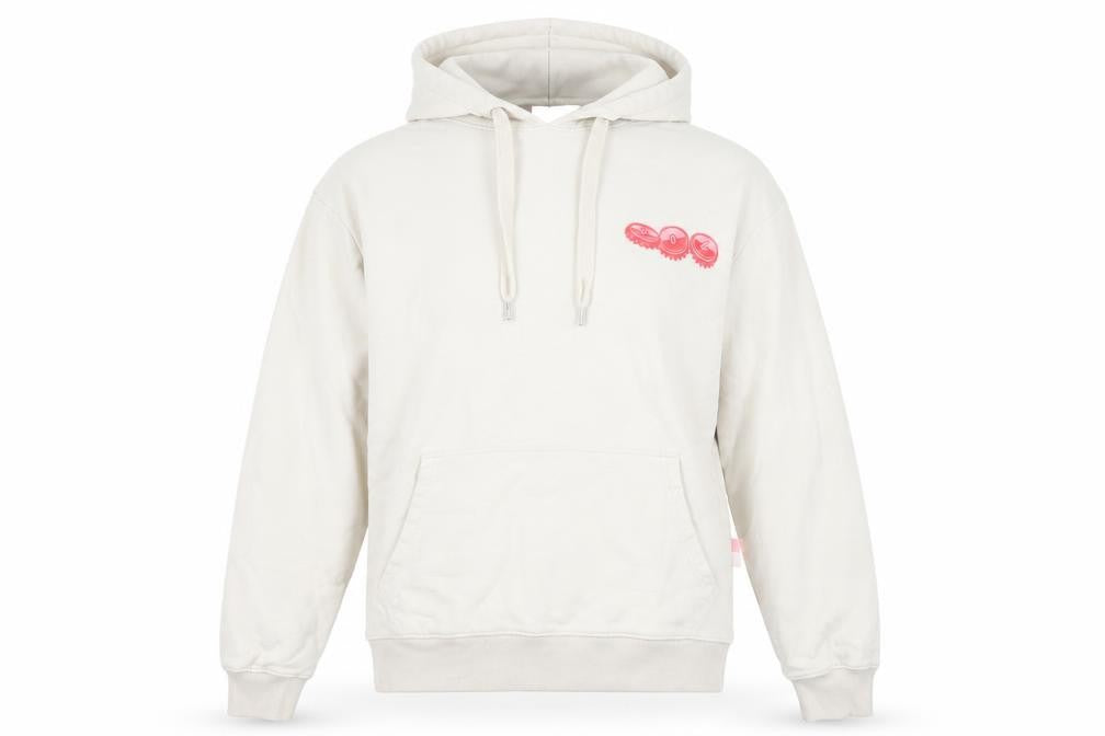 304 Womens Small Beige Hoodie Pullover Cotton Blend Graphic Print