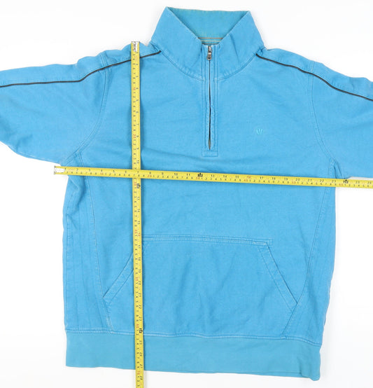 Fat Face Men’s Blue XL 1/2 Zip High Neck Sweatshirt Long Sleeve Cotton Blend