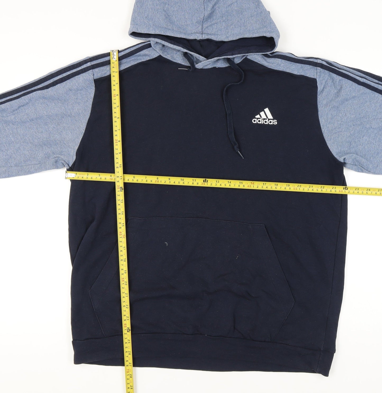 Adidas Mens XL Blue Pullover Hoodie Hooded Sweatshirt Logo Sportswear