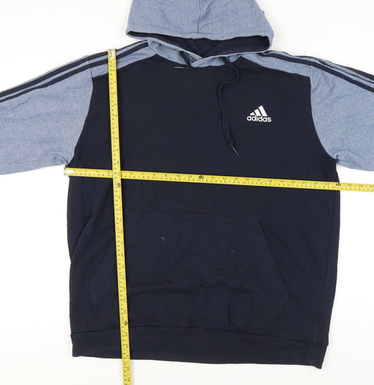 Adidas Mens XL Blue Pullover Hoodie Hooded Sweatshirt Logo Sportswear