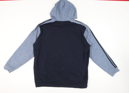 Adidas Mens XL Blue Pullover Hoodie Hooded Sweatshirt Logo Sportswear