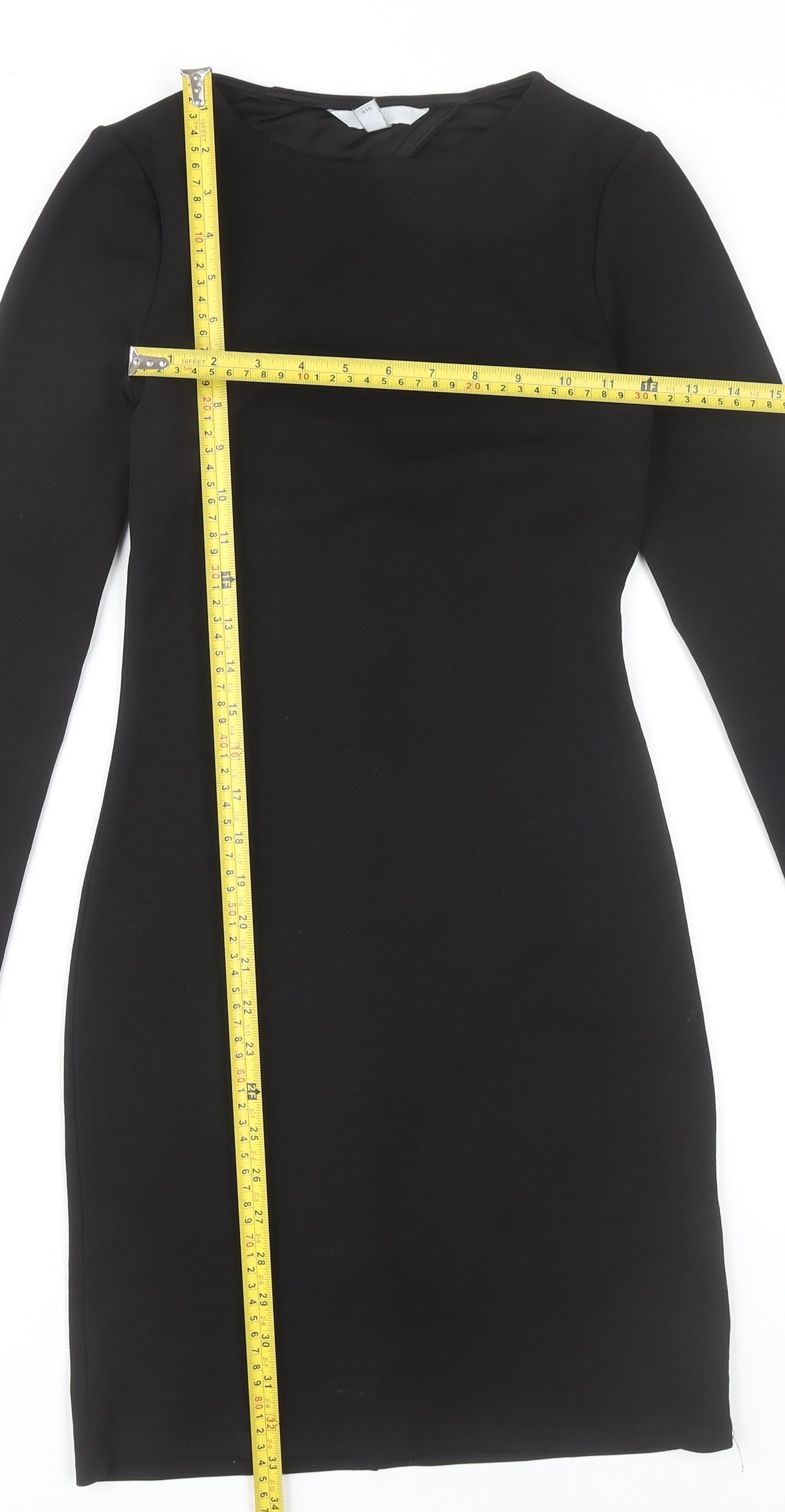 H&M Women’s Black XS Bodycon Long Sleeve Knee Length Dress