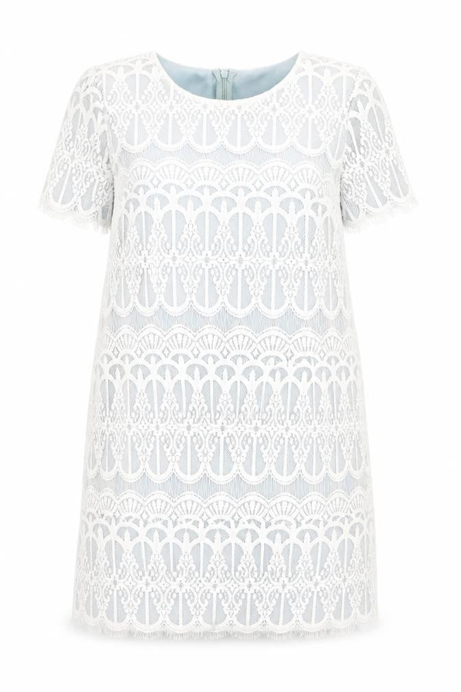 Dorothy Perkins Women’s White Lace Shift Dress Size 18 Knee Length
