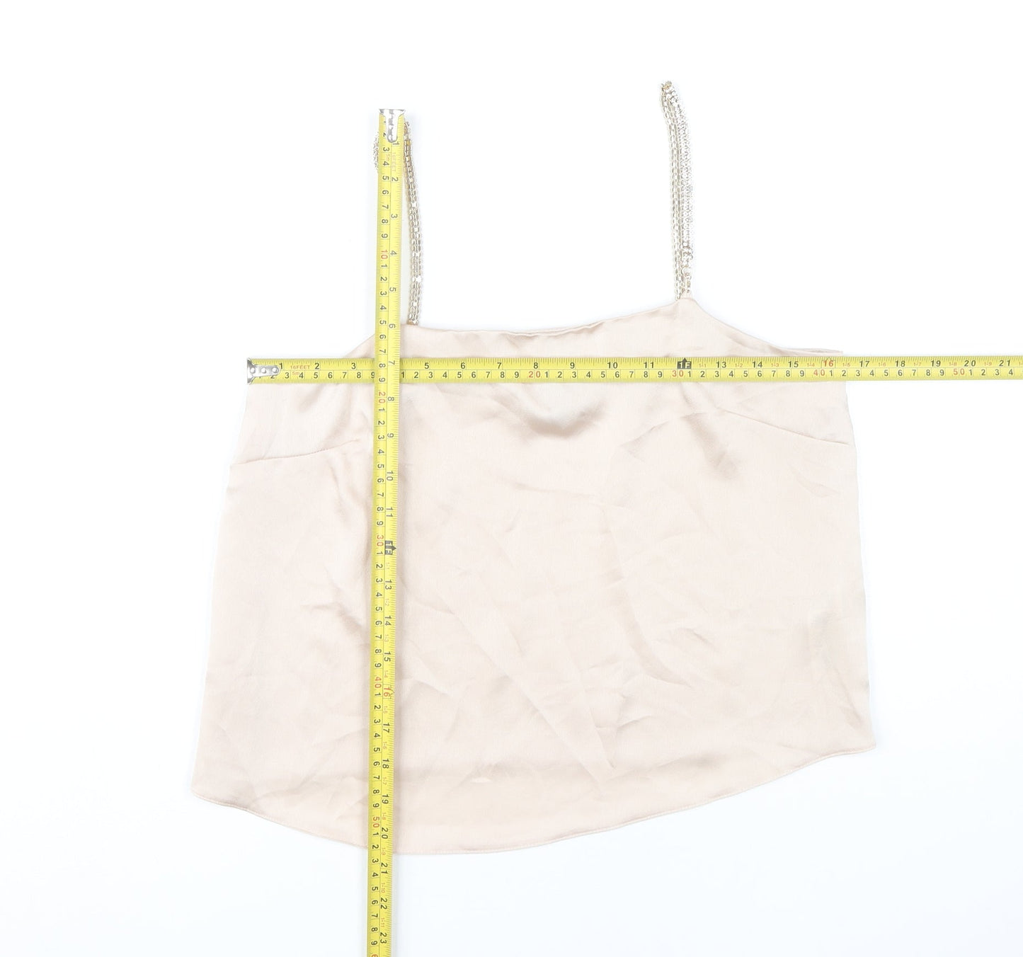 ASOS Womens Beige Camisole Tank Top Size 6 Beaded Straps Polyester