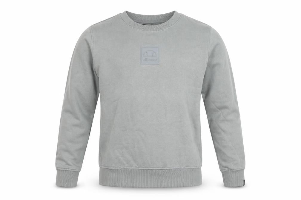 Front view of Ellesse boys’ grey sweatshirt 12-13y pullover logo crew neck fleece