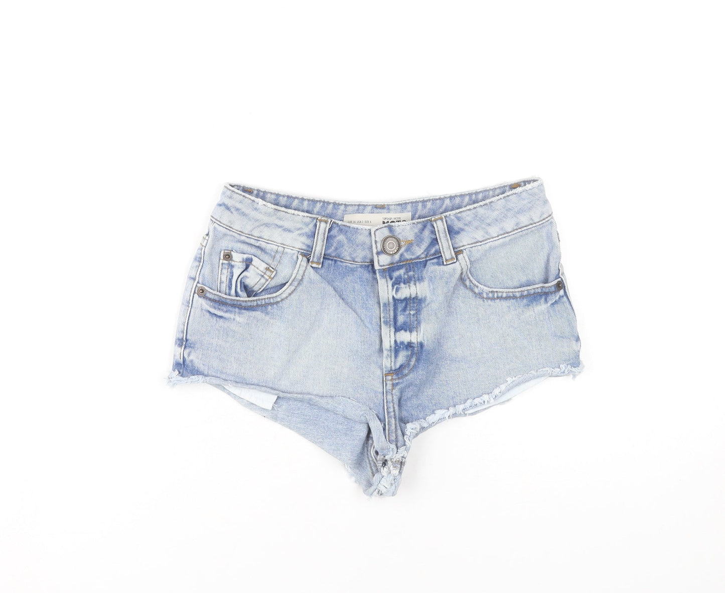 Topshop Women’s Blue Denim Cut-Off Shorts UK 6 High Rise