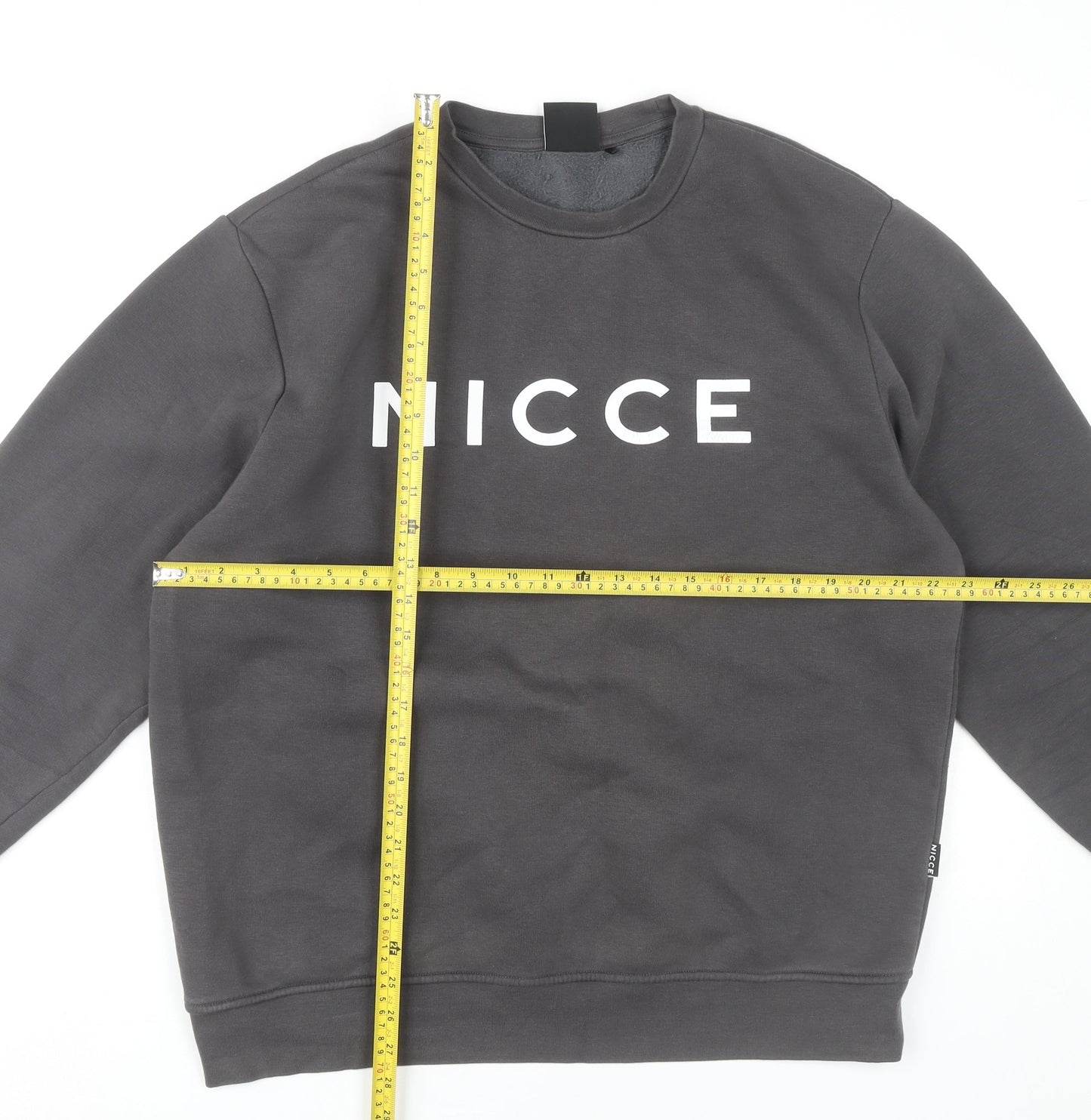 Nicce Men’s Grey Logo Pullover Sweatshirt L Regular Fit