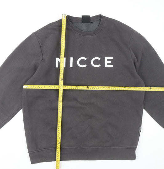 Nicce Men’s Grey Logo Pullover Sweatshirt L Regular Fit