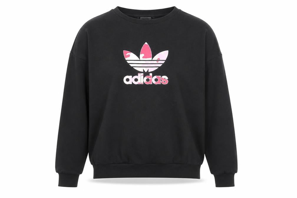 Front view of Adidas girls’ black sweatshirt 13-14 years long sleeve crew neck pullover
