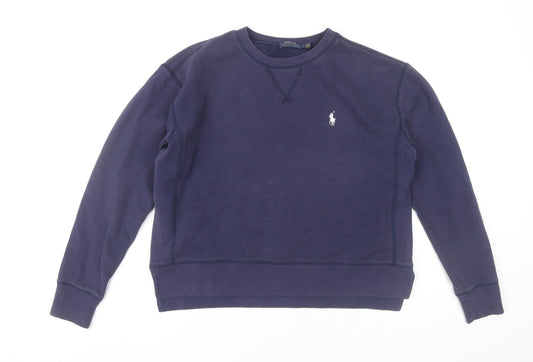 Ralph Lauren Women Blue Pullover Sweatshirt Size S Crew Neck Cotton Blend