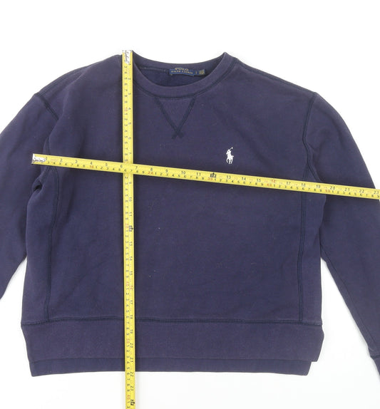 Ralph Lauren Women Blue Pullover Sweatshirt Size S Crew Neck Cotton Blend