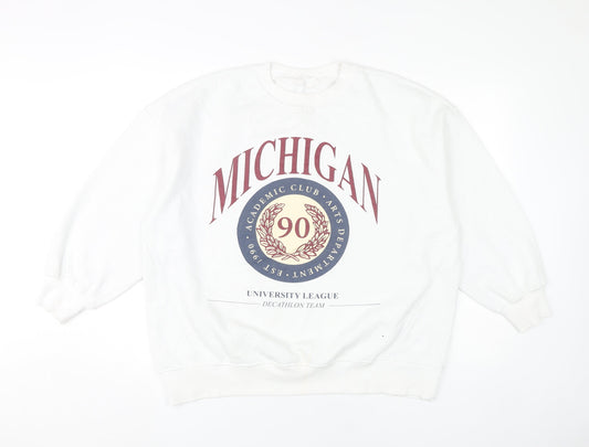Primark Women’s White Michigan Graphic Sweatshirt Size S