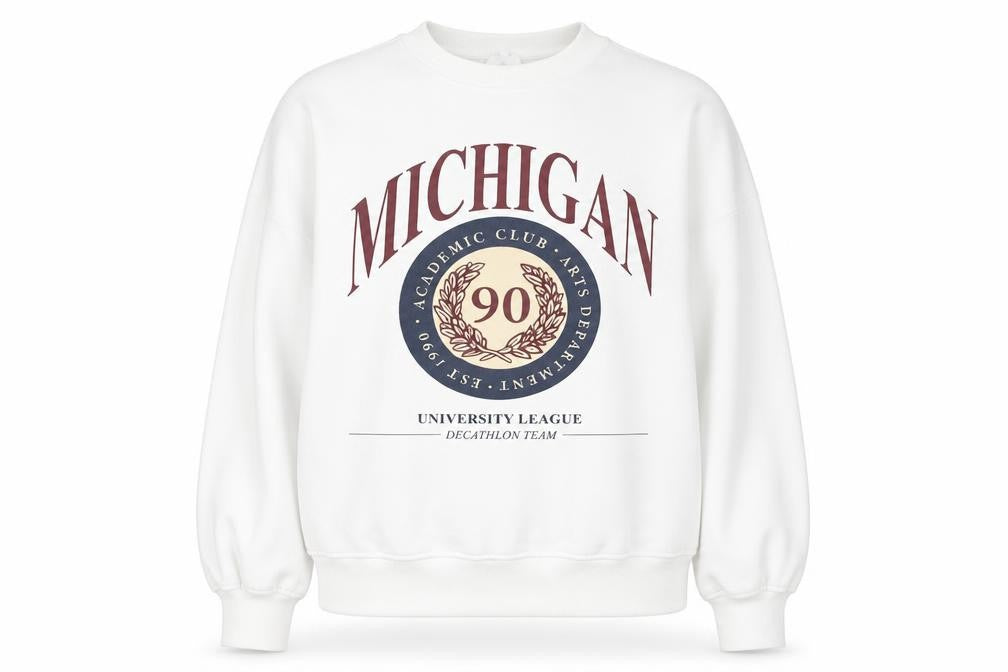 Primark Women’s White Michigan Graphic Sweatshirt Size S