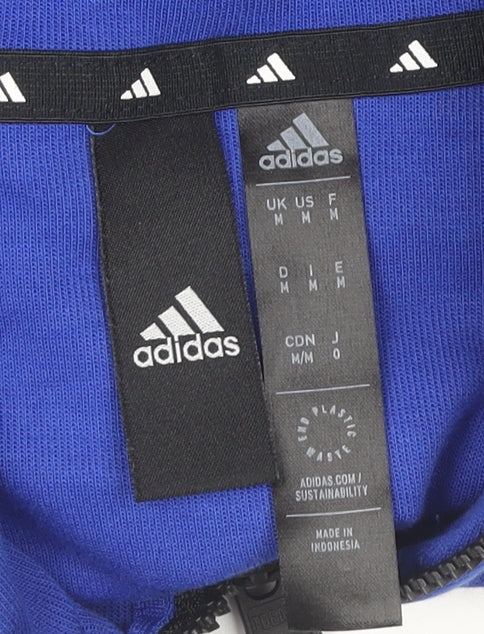 Adidas Men’s Blue Black Full Zip Hoodie Size M Cotton Blend