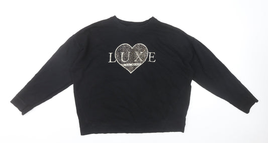 Marks and Spencer Women’s Black Luxe Logo Cotton Sweatshirt M 38-40"