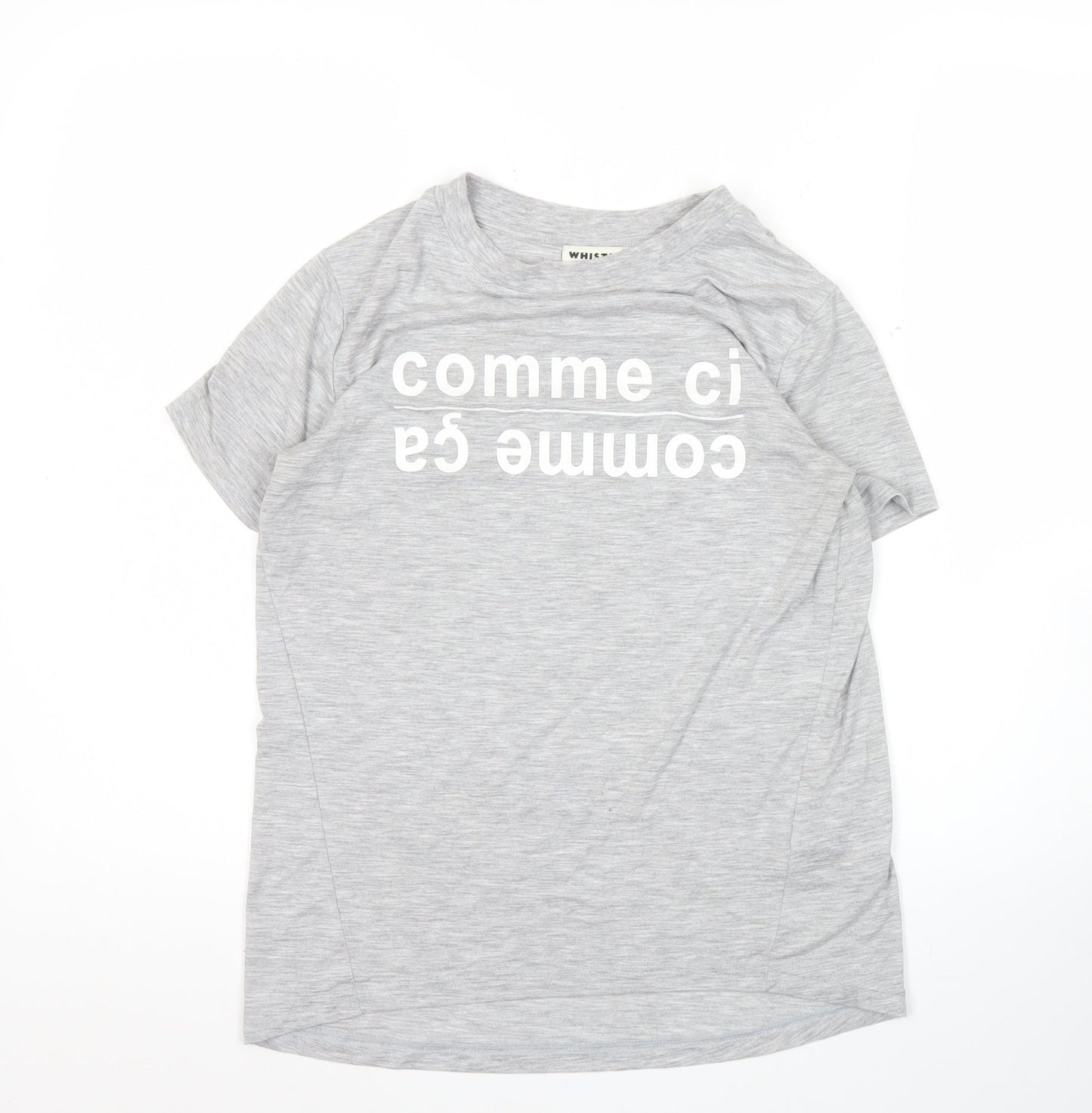 Whistles Womens Grey XS Graphic Slogan T-Shirt Casual