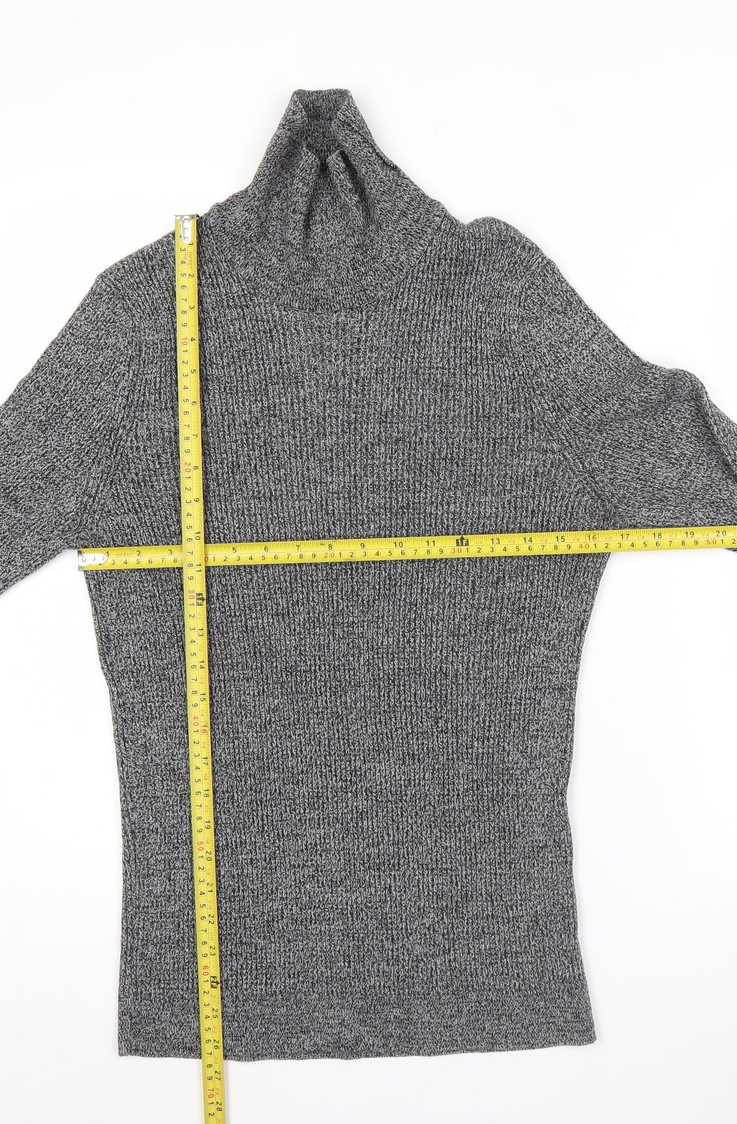 New Look Women’s Grey Roll Neck Ribbed Jumper Size 12
