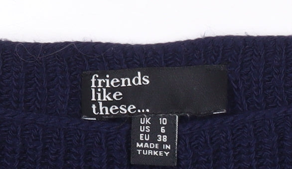 Friends Like These Womens Blue Striped Boat Neck Jumper Size 10