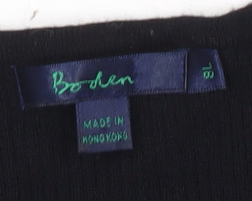 Boden Women Black Wool Knit Sweater Dress Size 12 Long Sleeve Scoop Neck