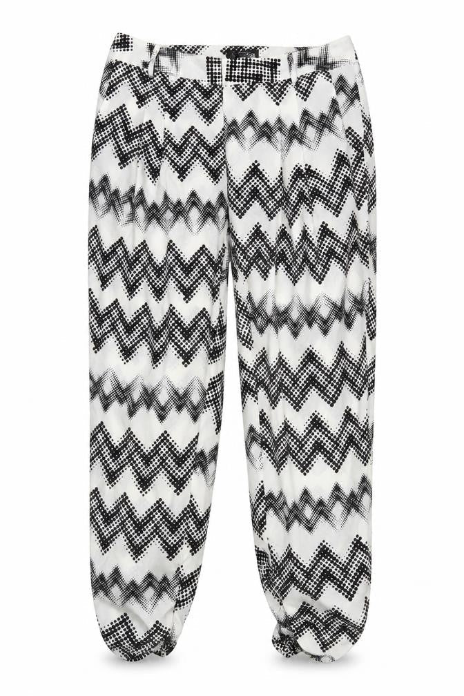 Laura Scott Womens Black White Geometric Harem Trousers Size 12