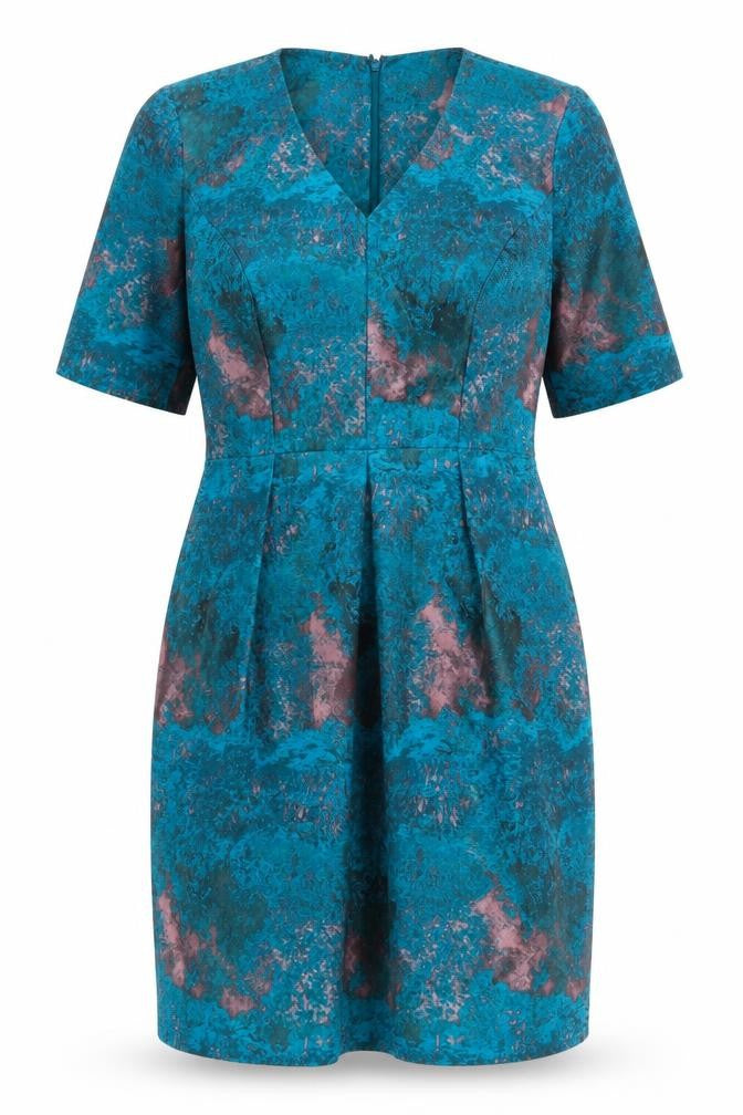 Dickins & Jones Women’s Blue Pink Jacquard Sheath Dress Size 12