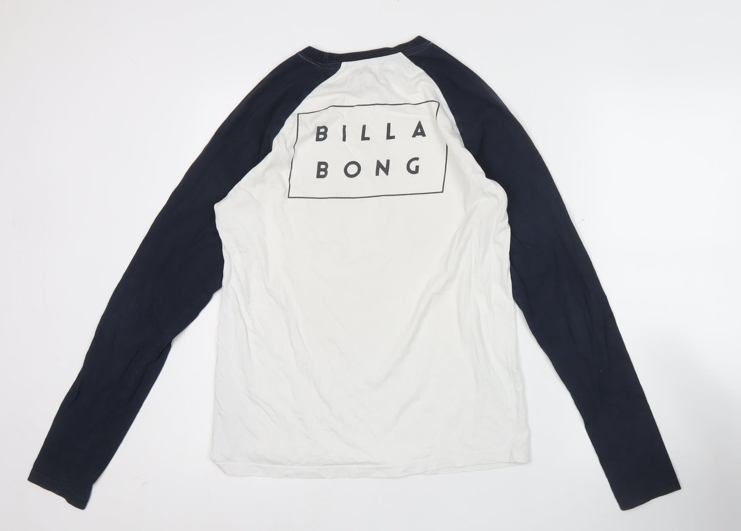 Billabong Men’s White & Black Long Sleeve Cotton T-Shirt Size S