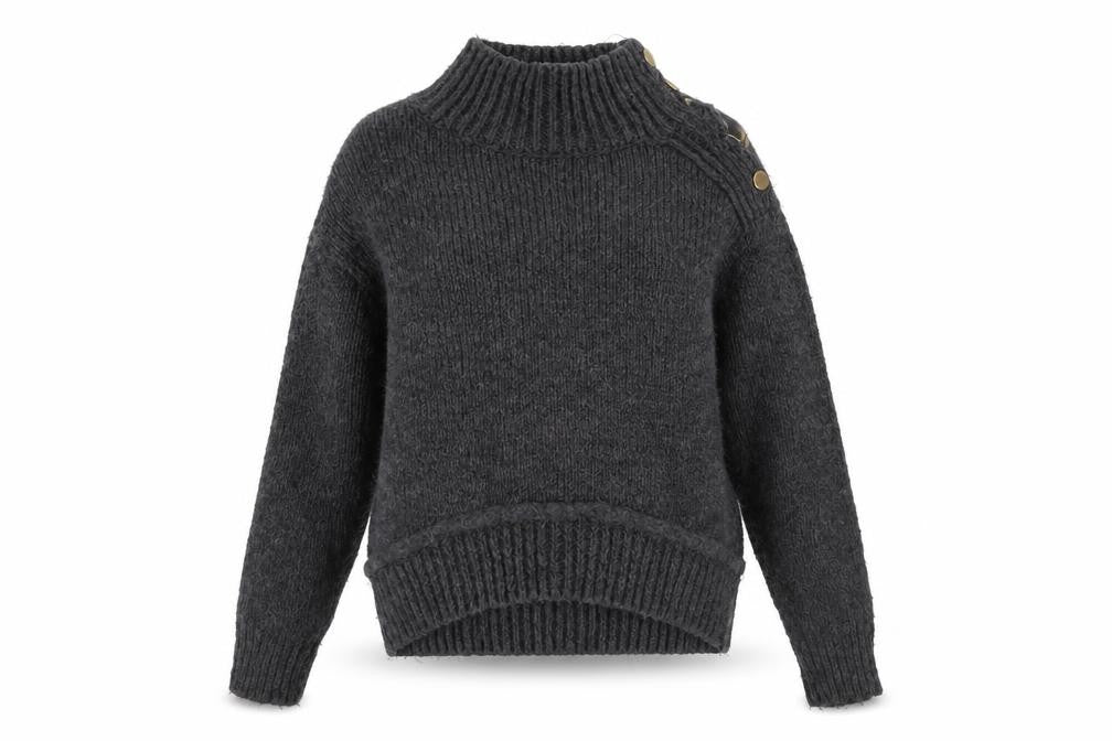 Topshop Women’s Grey XS Mock Neck Knit Pullover Jumper