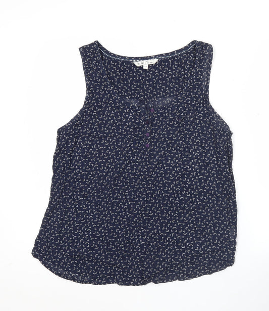 Fat Face Womens Blue Floral Cotton Sleeveless Tank Top Size 16