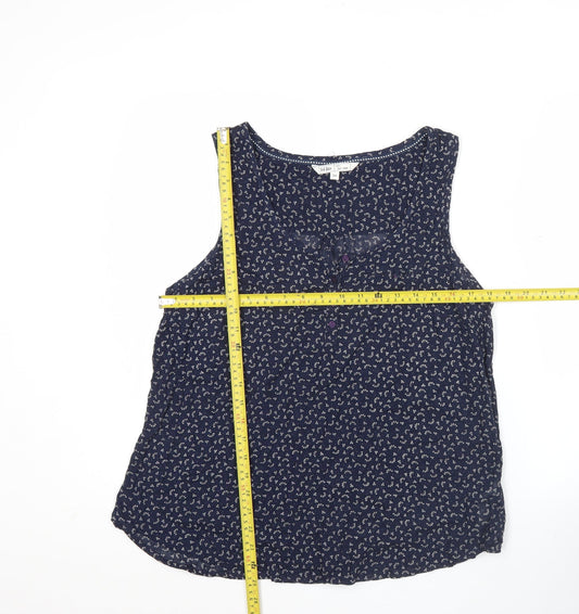 Fat Face Womens Blue Floral Cotton Sleeveless Tank Top Size 16