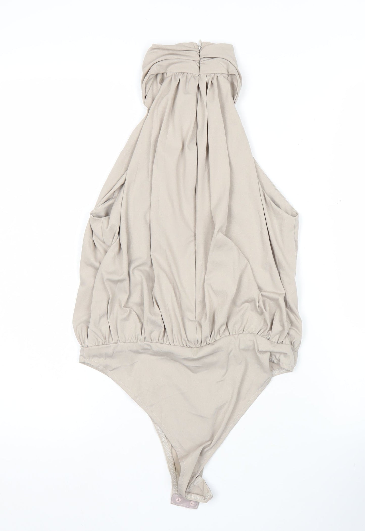 AX Paris Women’s Beige High Neck Halter Bodysuit Blouse Size 8
