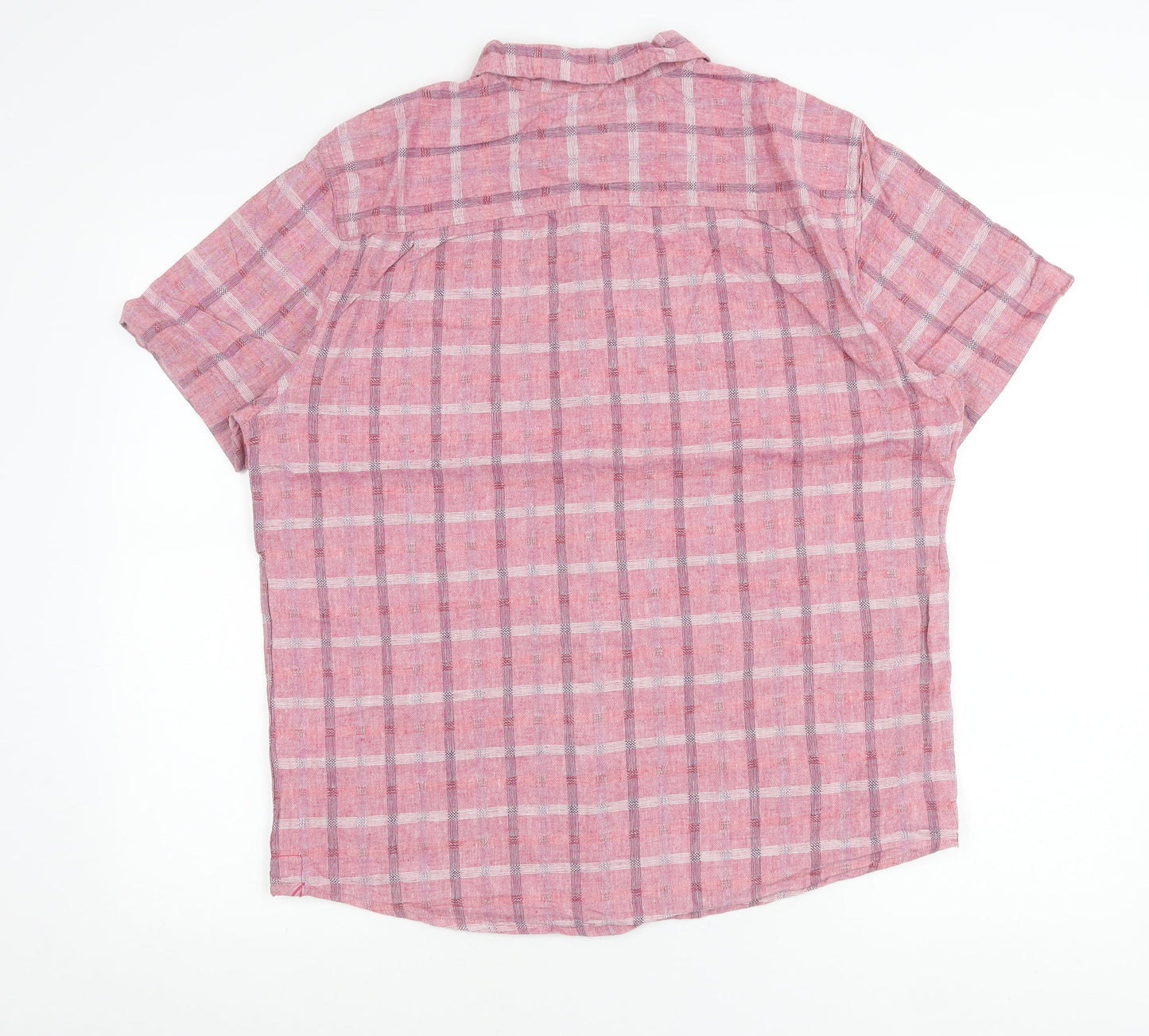 White Stuff Mens Pink Check Linen Cotton Classic Fit Shirt L