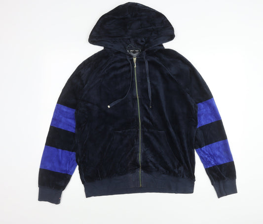 Juicy Couture Womens Blue Velour Full Zip Hoodie Jacket L