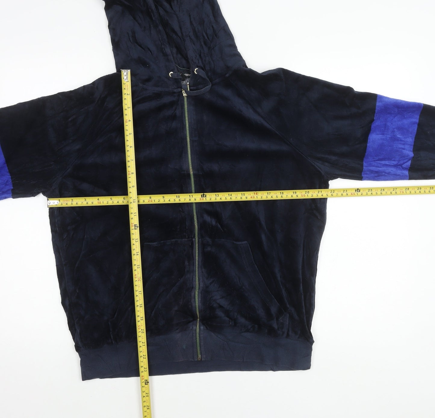 Juicy Couture Womens Blue Velour Full Zip Hoodie Jacket L