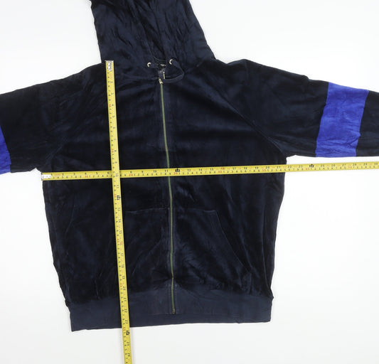 Juicy Couture Womens Blue Velour Full Zip Hoodie Jacket L