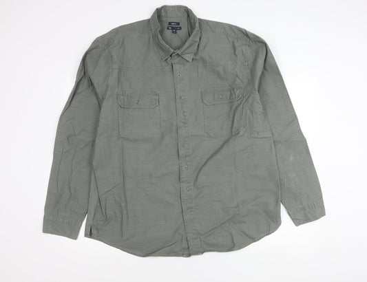 Gap Men’s Grey Classic Fit Long Sleeve Cotton Button-Up Shirt XL