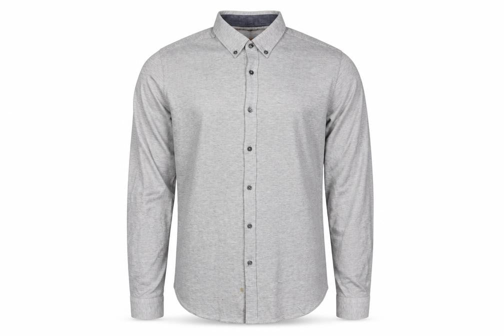 Zara Man Mens Grey Slim Fit Long Sleeve Polo Shirt Size L Cotton