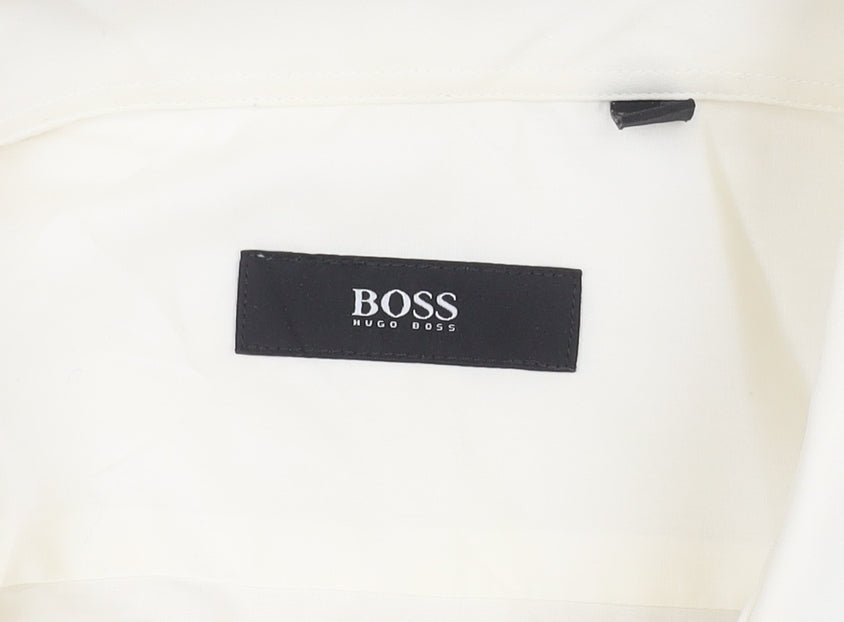 Hugo Boss Men's White Formal Dress Shirt Size 16 41cm Long Sleeve