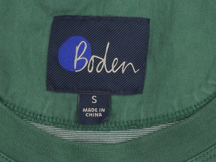 Boden Men’s Green Long Sleeve Crew Neck Cotton Blend T-Shirt Size S
