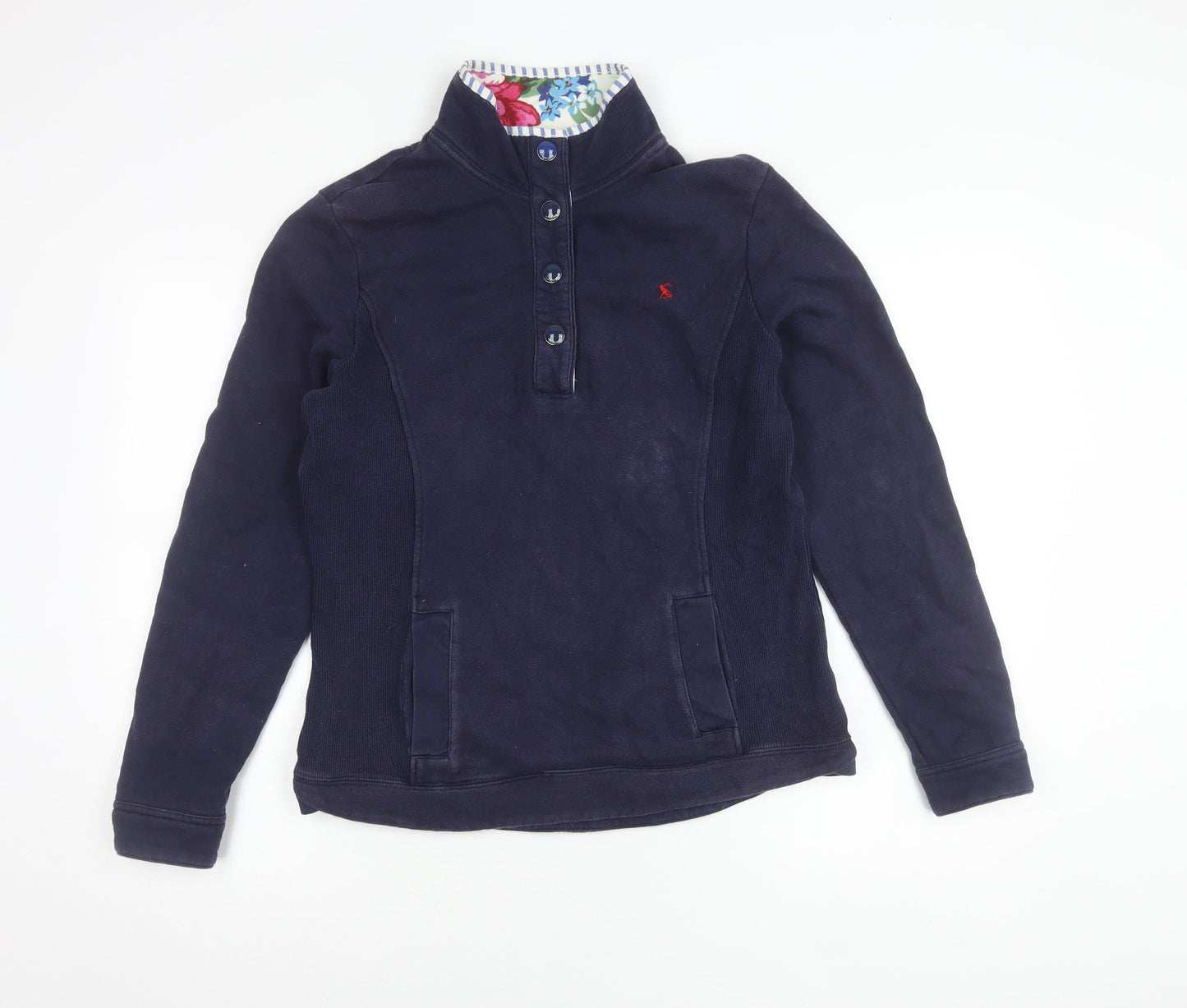 Joules Women’s Navy Blue Henley Sweatshirt Size 12 Cotton Casual