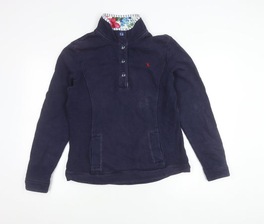 Joules Women’s Navy Blue Henley Sweatshirt Size 12 Cotton Casual